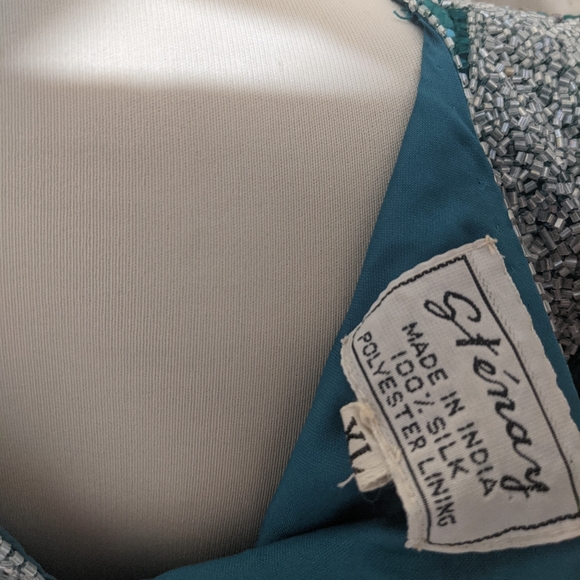 Vintage Stenay Teal Beaded Blouse - Picture 14 of 14